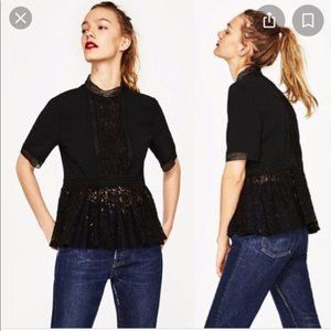 Zara Lace Peplum Top - new with tags